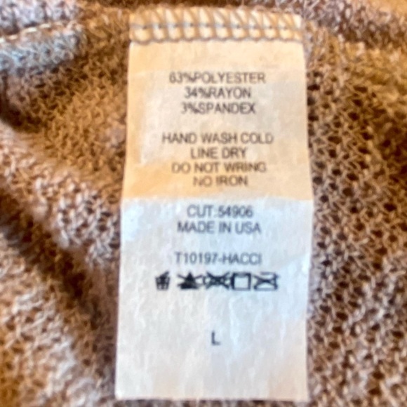 NWT Open Front Short Sleeve Cardigan, Color: Mocha, Size: L - Picture 5 of 7